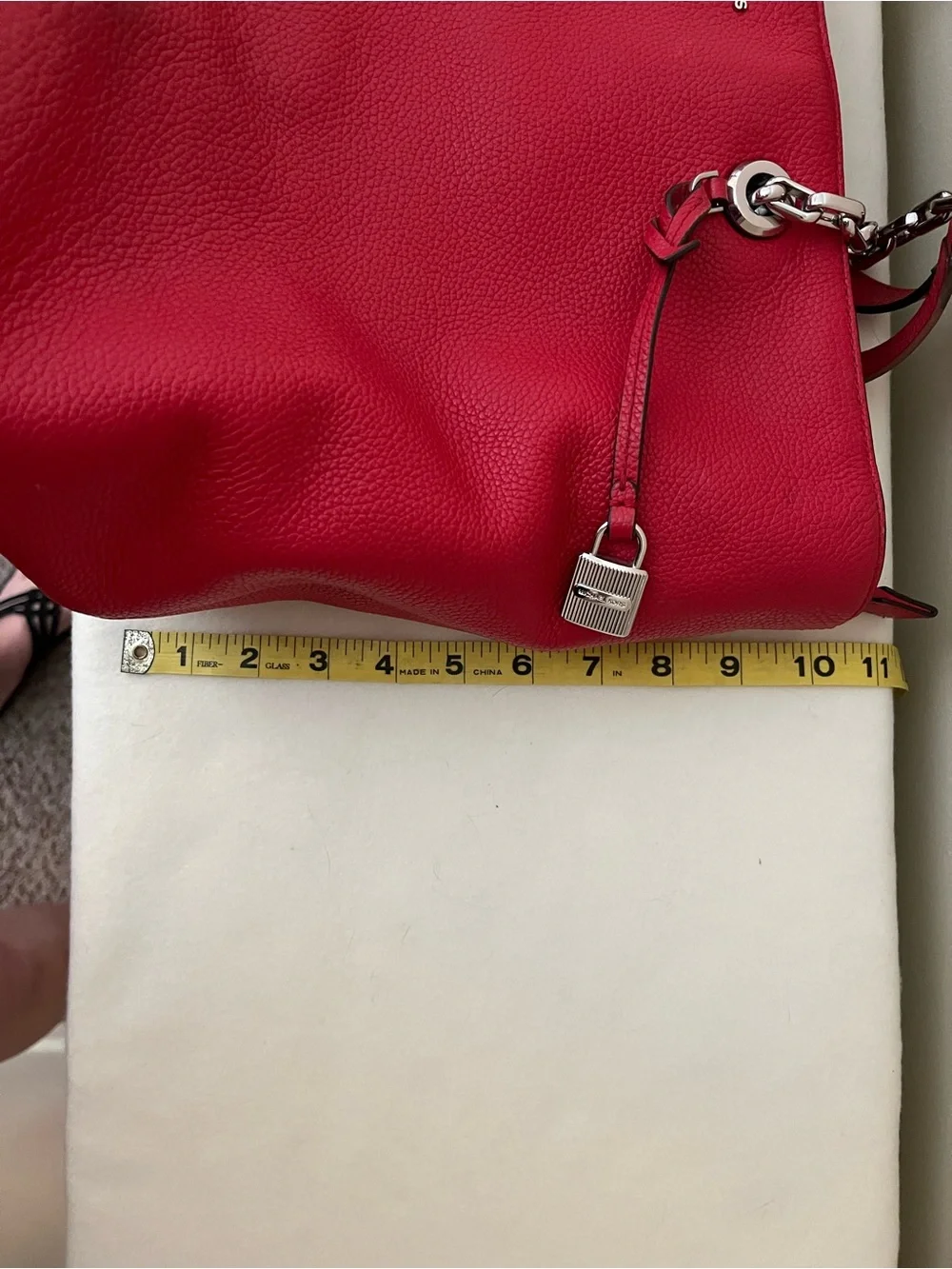 Michael Kors Pebbled Red Leather Tote/Laptop Bag with Silver Hardware